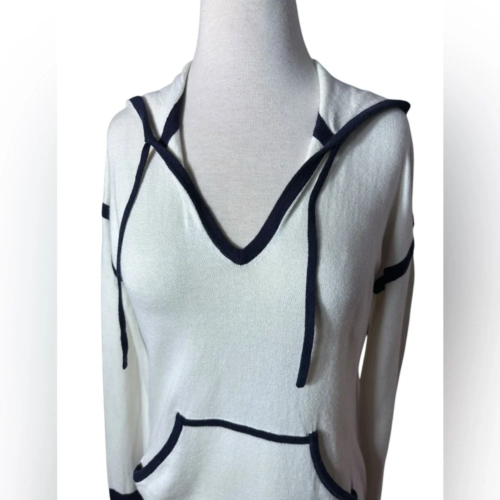 Alashan Cashmere Cotton Knit Long Sleeve V Neckline Hoodie Pullover Swea… - Picture 8 of 11